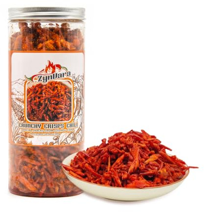 ZynVara Guizhou Spicy Crunchy Chili Crisp – Authentic Fried Chili Snack & Savory Condiment Topping – Smoky, Crispy, Umami Flavor with Sesame Seeds – Non-GMO, Vegan, Large Jar (10.58oz/300g)