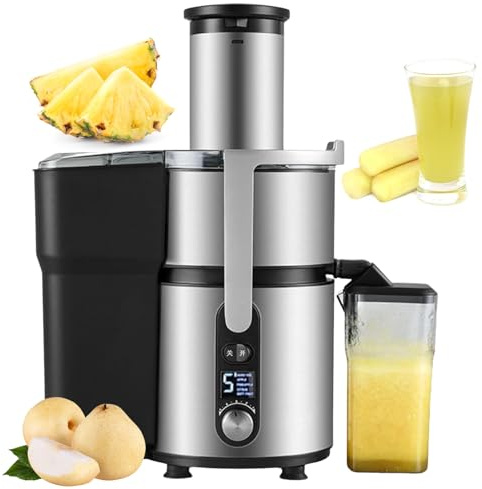 pealiritansemen Exprimidor Centrífugo Profesional – Tolva De 84 mm De Ancho, 5 Velocidades Y Alto Rendimiento De Jugo para Frutas Y Verduras, Filtro De Acero Inoxidable, Separación Eficaz De La Pulpa