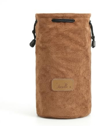 DremFreo Housse Objectif Appareil Photo Microfleece Ultra-Doux Étui avec Cordon de Serrage Pochette de Protection Rembourrée Anti-Choc pour Objectifs DSLR & Hybrides (Marron, M (H: 23cm))