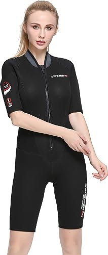 Cressi Endurance Lady Shorty Wetsuit 3mm - Neopren Shorty 3mm Für Frauen Taucher Und Schnorchler, Schwarz/Grau