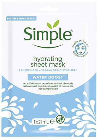 Simple Hydrating 16 days' worth of moisturiser in just 15 minutes Sheet Mask face mask for dry skin 1 pc