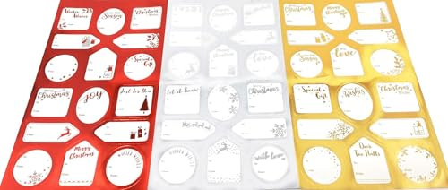 144 Christmas Foil Gift Stickers – Red, Gold & Silver – Festive To/From Labels for Presents – Mixed Sizes – Self-Adhesive Gift Tags for Xmas Wrapping