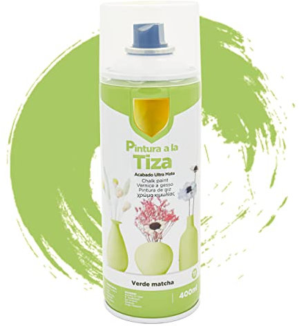 BESCH Pintura Spray 400ml a la Tiza Chalk Paint Acabado ultra Mate para Metal/Madera/Plástico(Verde Matcha Mate,1 Bote)