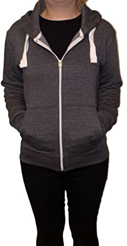 LUXE DIVA ® Ladies Plain Colour Hoodie Womens Fleece Hooded Top Zip Zipper Hoodie Sweatshirt Available in 22 Colours Plus Sizes Small-XXXXXL Charcoal