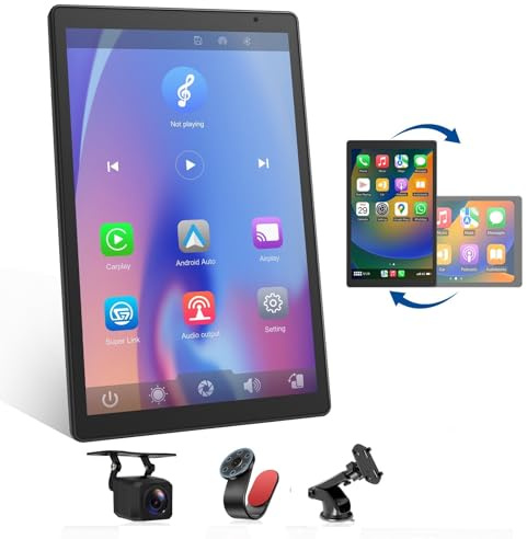 Eonon 8.95 Inch Display Monitor Car Stereo with Carplay Android Auto Portable Touch Screen OTA Update Audio Receivers Speaker with 1080p Backup Camera Bluetooth Airplay AUX for All Car Vehicles P5