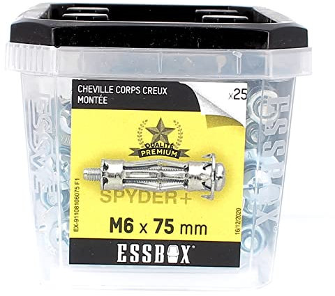 Scell-it ESSBOX de 25 Chevilles Métalliques à Expansion Qualité Premium 6X75 avec Vis