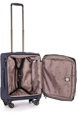 Stratic Bendigo Light+ Koffer Weichschale Reisekoffer Trolley Rollkoffer Handgepäck, TSA Kofferschloss, 4 Rollen, Erweiterbar, Größe S, Navy
