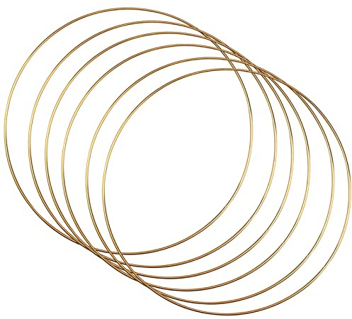 YapitHome 6 Pezzi 30cm Cerchi in Metallo Dorati,cerchio Metallo 30 cm,Anello in Metallo per Lavori Creativi,Fioristica,Acchiappasogni,Decorazioni,Ghirlanda di Natale,Ghirlanda di Halloween,