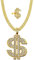 Weenkeey 2 Stück Dollar Zeichen Halskette Offener Ring Goldene Dollar Kette 70er 80er 90er Hip Hop Gold Halskette für Männer Damen