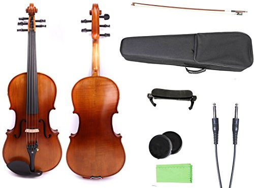 4/4 Violino 5 Corde Violino Elettrico Full Size Acero Legno di Abete Rosso Big Jack Legno di Ebano Parti di Violino Suono Dolce