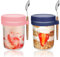UHAPEER Overnight Oats Gläser, Joghurtgläser mit Deckel und Löffel, Mason Jar 350ml/12oz 2er Set, Schraubgläser Glas behälter, Müslidose für Jogurt Müsli Milch Früchte Cornflakes