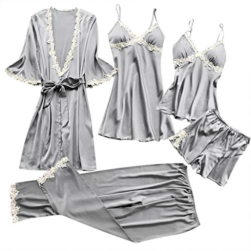 Pyjama court sexy pour femme - Chemise de nuit d'été courte avec dentelle - Grandes tailles - Peignoir érotique - Nuisette élégante - Avec soutien-gorge intégré