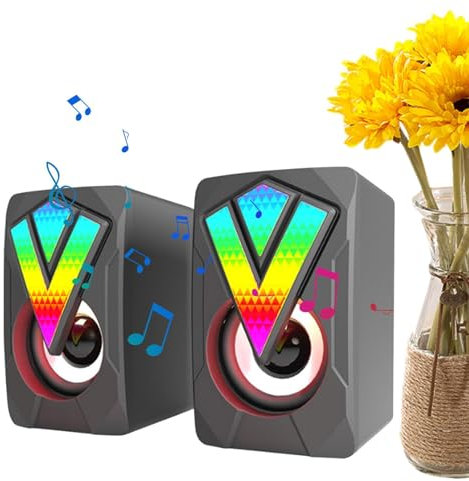 Altavoces RGB para PC - Altavoz de escritorio multimedia con iluminación RGB,Altavoz USB Iluminado USB Multimedia Con cable Altavoces para PC Notebook Escritorio Inicio