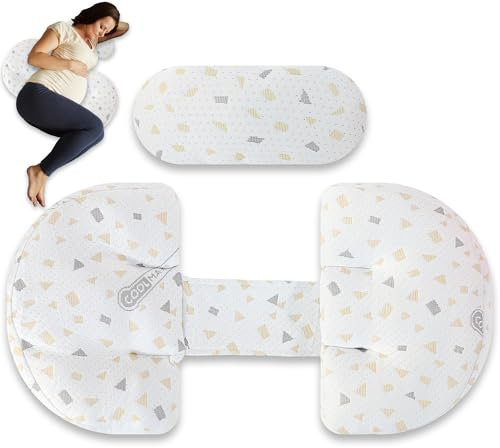 Tarleys Almohada Embarazada - Almohada para Dormir de Lado - Soporte para la Espalda - Caderas - Piernas y Vientre para Mujeres Embarazadas - Cojin Lactancia Multifuncional - Desmontable y Ajustable.
