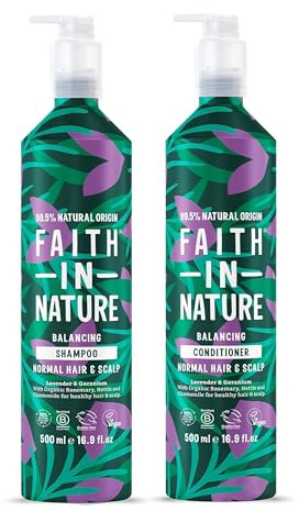 Faith In Nature - Natural Shampoo & Conditioner Set Aluminium Bottles - Vegan & Cruelty Free, No SLS or Parabens - 2 x 500ml, Lavender & Geranium