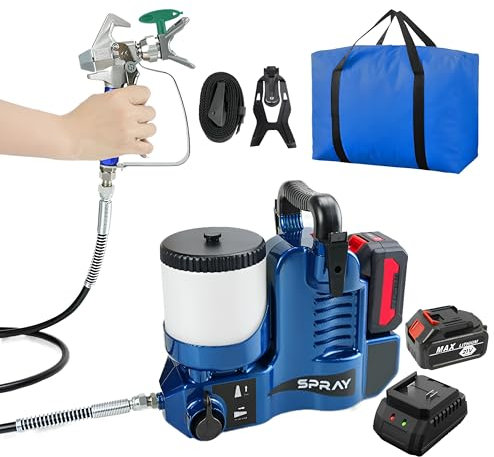 Spruzzatore di vernice airless portatile da 1,2 litri, macchina per spruzzatura di vernice ricaricabile da 500 W, regolabile a 6 velocità, pressione massima 15 MPa, per vernici e vernici al lattice