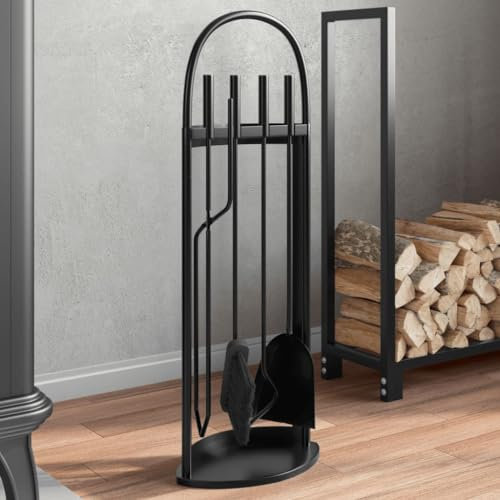 WKIEQACO Home & Garden,Furniture-5 Piece Fireplace Tool Set 23x15x66 cm Steel