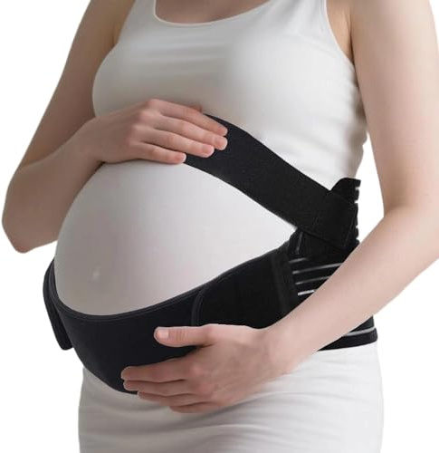 DOEOMK Ceinture Grossesse Femme Enceinte, Ceintures Abdominale Soutien Abdominal Et Dorsal, Pour Grossesse Post Partum Soulage Douleurs, Ceinture Lombaire Femme Enceinte Voiture (Noir, M)