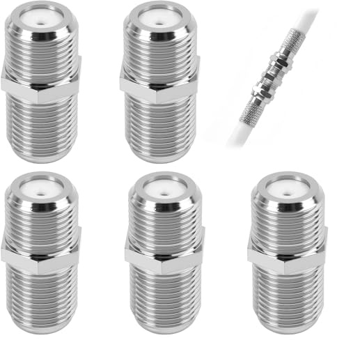 5 Piezas Sat Adaptador Conector Cable Coaxial - Extensión 2X F-Hembra Niquelado, Compatible con Sistemas De Cable Satélite BK, Apto para Uso Interior Y Exterior, Soporta HDTV Digital Y Analógico ﻿
