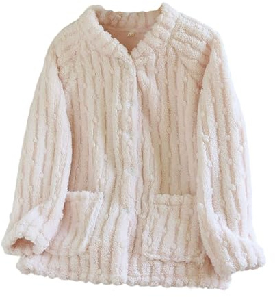 Hauts de Pyjama Femme Cardigan d'hiver Femmes Manches Longues Veste épaisse et Chaude Femme Grande Taille Vêtements D'Intérieur Manteaux avec Boutonné Tops Tunique Casual Loose Ample Mode