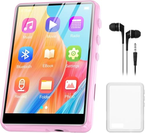 128GB MP3 Player - Portable MP3 Player with Bluetooth 5.3, Portable Music Player with FM Radio, Voice Recorder, Pedometer, Mini Design Ideal for Sport (Pink)