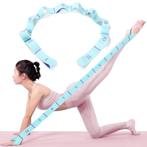 Correas para Yoga, Cinturón y Correa de Yoga, Correa de Estiramiento de Piernas con 10 Bucles, Bandas Elásticas de Resistencia, Cinta de Yoga Estiramiento para Fitness, Pilates y Gimnasia