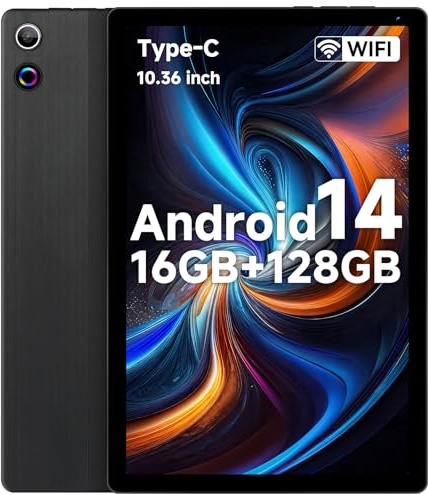 Tablet 10 Pulgadas con 16 GB de RAM 128 GB de ROM Expansión TF de 1 TB 8 Núcleos Android 14 Resolución HD de 1280 x 800 Batería de 5000 mAh Compatibilidad con Bluetooth/WiFi 6/USB-C/OTG