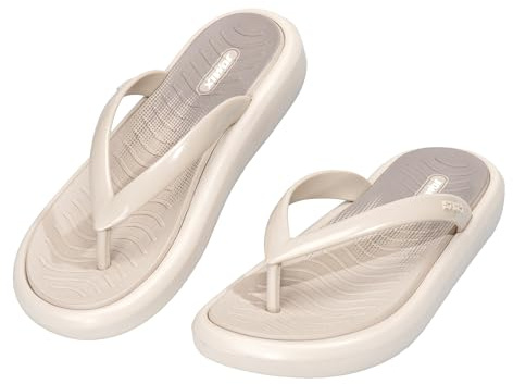 CLEIKS Leggere Infradito Donna Scarpe da Bagno Flip Flop 40 Ciabatte Morbide Antiscivolo Estate Pantofole (Cachi, 40 EU, WEI260441-0)