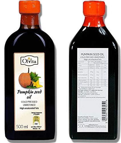 Ol'Vita: olio di semi di zucca vergine pressato a freddo - qualità grezza non raffinata grezza 500 ml