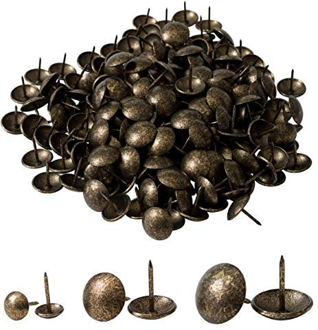 IPEA Tachuelas de tapicería – 200 unidades – Tachuelas decorativas para muebles – Pin de metal para sillones – Color dorado envejecido – 20 x 12 mm