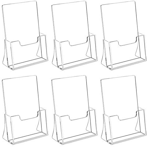 HIIMIEI Brochure Holder 8.5 x 5.5 inches, Acrylic Flyer Holder with 6 Pack, Plastic Stands for Displaying Magazines, Pamphlets, Literature, Brochures, Booklets, Menu