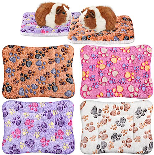 Hestya 4 Tapis de Lit pour Chien Ultra Doux avec Imprimés Mignons Coussins de Cage Réversibles Lavables Épais Matelas en Polaire pour Petits Animaux Chat Cochon d'Inde (32 x 25 cm)