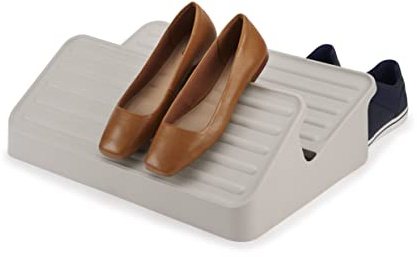 Joseph Joseph Shoe-In - 2-Tier Space-saving Shoe Rack Organiser, holds up to 6 pairs, Large- Ecru
