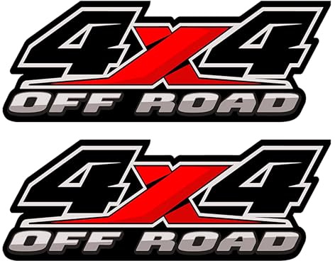 4X4 Offroad Decal Stickers 2Pcs, Auto Decoration Accessories Emblem Replacements Compatible with Ford F-150 F-250 F-350 Tacoma Tundra Ram Silverado Truck Pickup, with Squeegee 1Pcs, Black-and-Red