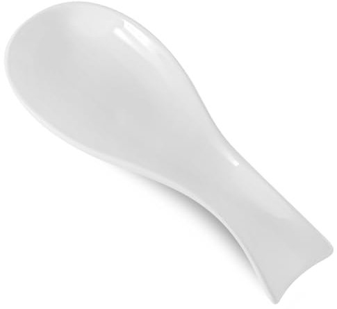 Hasense Spoon Rest for Stove Top, Cooking Spoon Holder for Kitchen Counter, Porcelain Utensil Rest for Spatula, Ladle and Tong, Modern Classic Kitchen Coffee Bar Decor, White