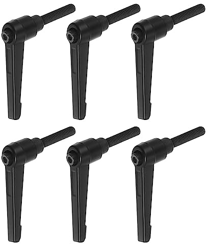QUARKZMAN 6uds Ajustable Sujeción Palanca Manijas M6 x 32mm Macho Rosca Perno Perillas Giratorio Tornillo Bloqueo Rápida Liberación Trinquete Pulsador Botón Mango, Negro