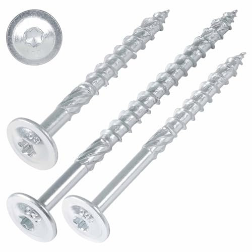 SCREW REBEL Tellerkopfschrauben 6,0 x 120 mm, 100 Stück, hell verzinkt - Universalschraube mit Doppelspiralgewinde, Holzbauschraube mit TX30 Antrieb und ETA Zulassung