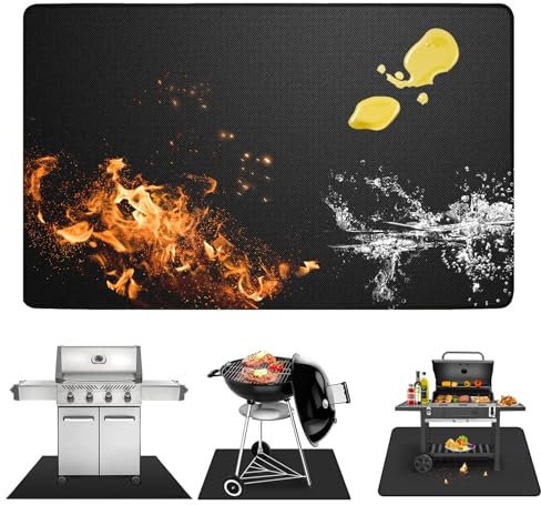 100 x 150 cm Alfombra Barbacoa Exterior, Alfombrilla Protectora para Suelo, Resistente al Calor hasta 1800 °F, Alfombrilla Protectora ignífuga, Alfombra para Barbacoa de Gas y parrill