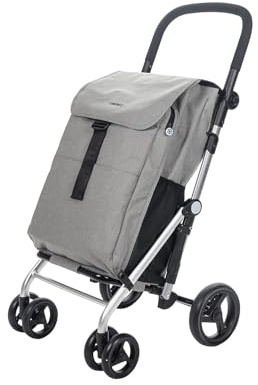 Carlett - Pack Classic Family | Carro de la Compra Plegable con Gancho de Regalo | Carrito de Supermercado Resistente | 4 Ruedas |Gran Capacidad 64L |Gris