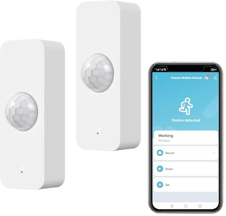 ZigBee Smart Bewegungssensor, intelligenter Bewegungsmelder für die Heimsicherheit, drahtloser Bewegungssensor mit Fernüberwachungs App, Sprachbefehl kompatibel mit Alexa. ZigBee Hub Required. 2 Pack