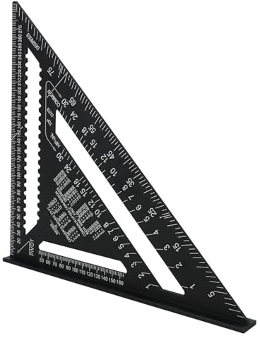 QWORK®équerre de menuisier 300 mm, aluminium, règle triangulaire métrique, outil de mesure pour menuisier, noir