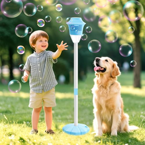 Standing Bubble Machine Lantern, Automatic Bubble Machine for Kids Garden Outdoor Toys, Adjustable Height up to 47 Inch, Bubbles Maker Machines for Birthday Wedding Party