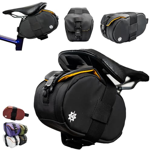 Lumiere & Co. Maximus Borsa da sella magnetica – 17,78 × 10 × 10 cm | Borsa da sella a sgancio rapido con cerniere AquaGuard, spazio sicuro sotto la sella accessori (nero, piccolo)