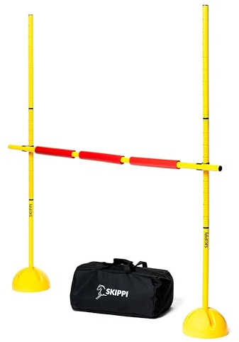 SKIPPI Jumping Obstacle Age 4+ for Hobby Horse, 135 cm, Lightweight, Portable, Adjustable Height, Includes Packaging with Handle, Replacement Rod, Bracket Set, Suitable for Kids