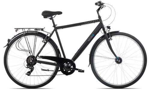 Adler Stanford Herrenfahrrad 28 Zoll 7-Gang Citybike mit robustem Stahlrahmen, Farbe:schwarz, Rahmengröße:55 cm, Laufradgröße:28 Zoll