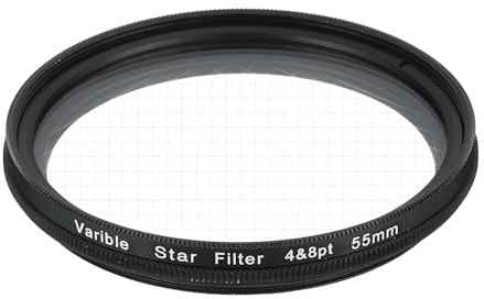 sourcing map 55mm Variable Star Filter, Starburst Lens Filter 4-8 Points Sparkle Effect Camera Lens Filters for Night Scenery Glassworks,1Pcs
