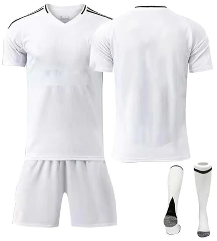 Awonlate Ensemble de Maillot de Football pour Enfant Blanc, Maillot n°5 de Football en Jersey, T-Shirt et Short pour la Enfant S,Taille:22 (Hauteur: 120-130CM)