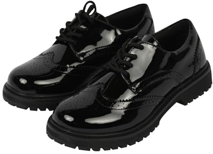 A2Z Ladies Brogue School Shoes Lace Up Smart Formal Uniform Footwear UK