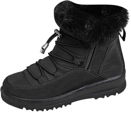 Generisch Botas de invierno para mujer, forradas, antideslizantes, para invierno, térmicas, resistentes al agua, cálidas, para días fríos, Negro , 37 EU