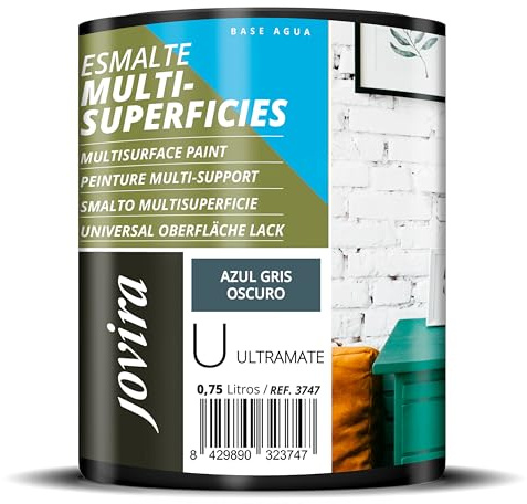 JOVIRA PINTURAS Esmalte Multisuperficies al Agua, Ultramate. Decora y protege superficies de difícil adherencia. (750 Mililitros, Azul gris oscuro) -T